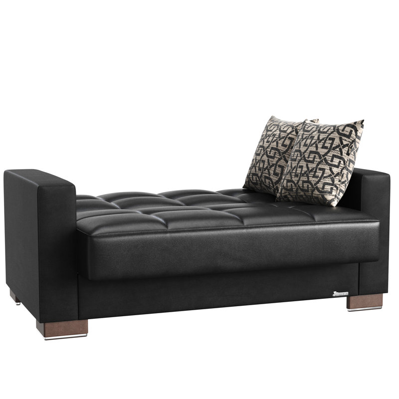 Rangement rembourré, cuir PU noir, cuir confortable et moderne pour petits espaces avec option, espaces de vie élégants