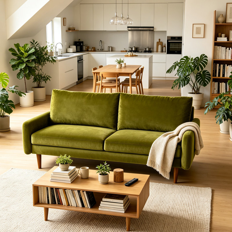 Canapé 70 po 70 pi, 33 '' H x 70 '' L x 32.2 '' W, Olive Green