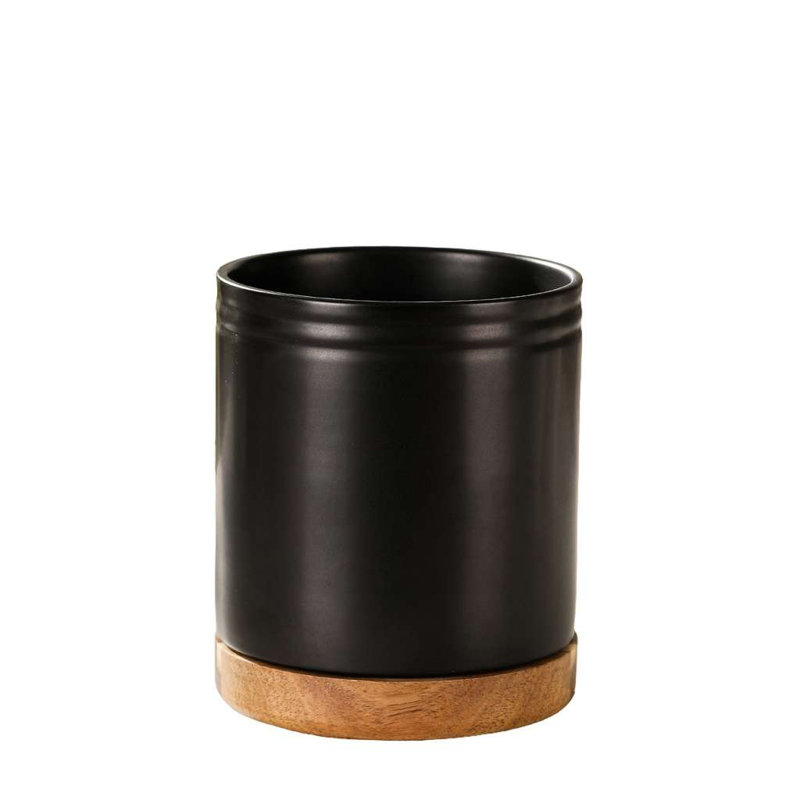 Pot à ustensiles rotatif Sesame Glaze, 6 po, ensemble de 1, Noir mat