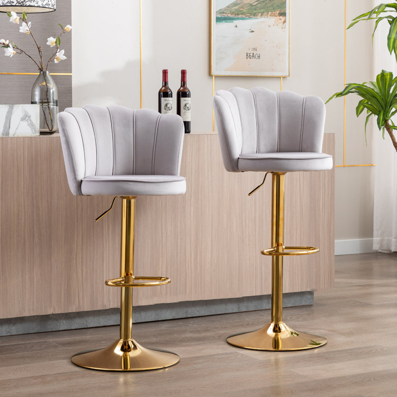 Ludka Swivel Adjustable Height Stool, Gray