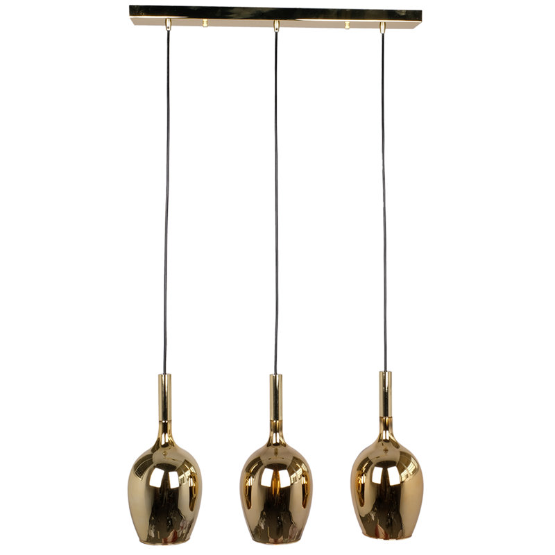 Lugano 3 - Light Kitchen Island Pendant, Black/Gold, Gold