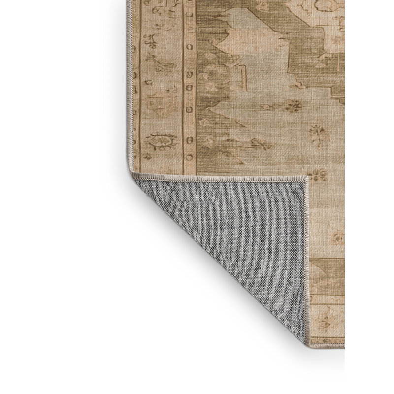 Tapis beige surteint lavable à la machine, Rectangulaire 2 pi x 3 pi