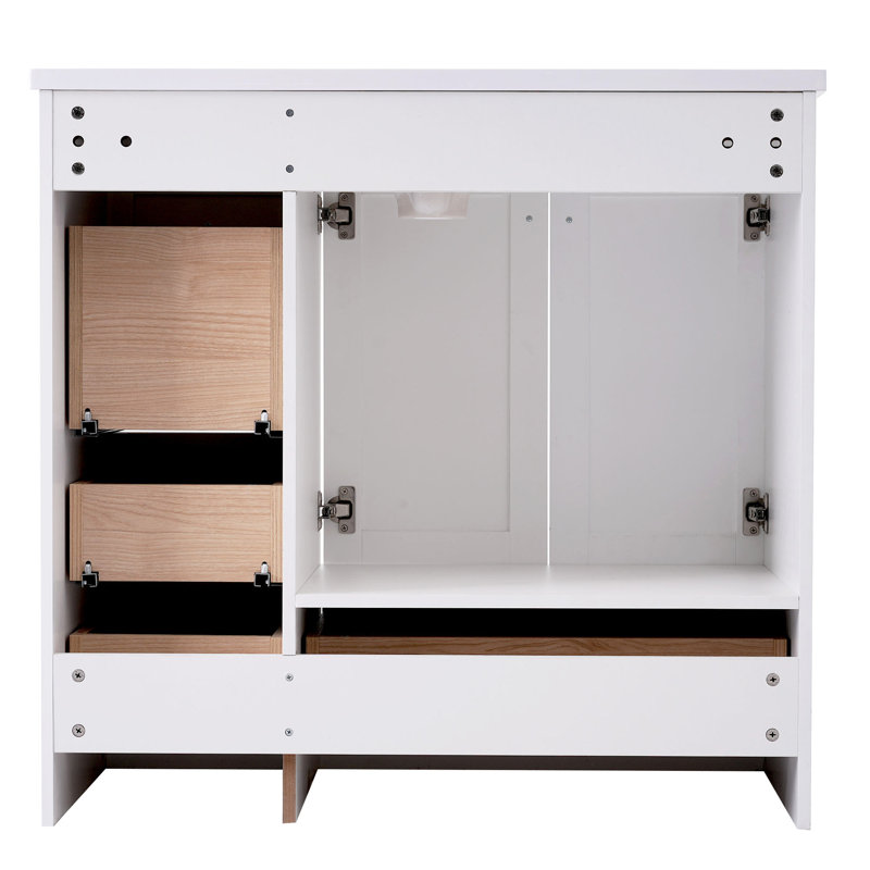 Meuble-lavabo élégant avec rangement spacieux et cuve en résine durable, Blanc