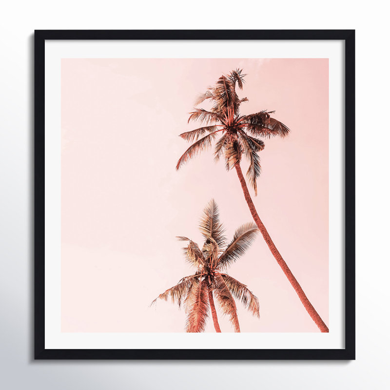 Sunset Palm Trees by Gale Switzer, Yes, 12" H x 12" W x 0.75" D, Black Single Picture Framed