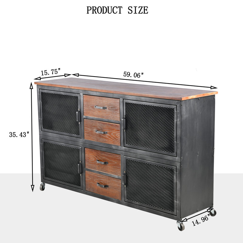 Kerchner Accent Cabinet, Silver/Brown