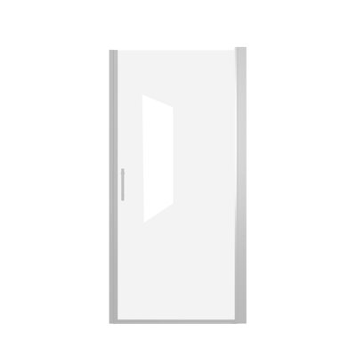 24"x 72" Pivot Shower Door, Brushed Nickel Aluminum Frame, Half Frame ,1/4"(6mm) Tempered Glass Explosion Proof Film