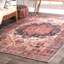 Tapis rouge / orange tissé à la machine à motif médaillon performance Alfonso-1232127032