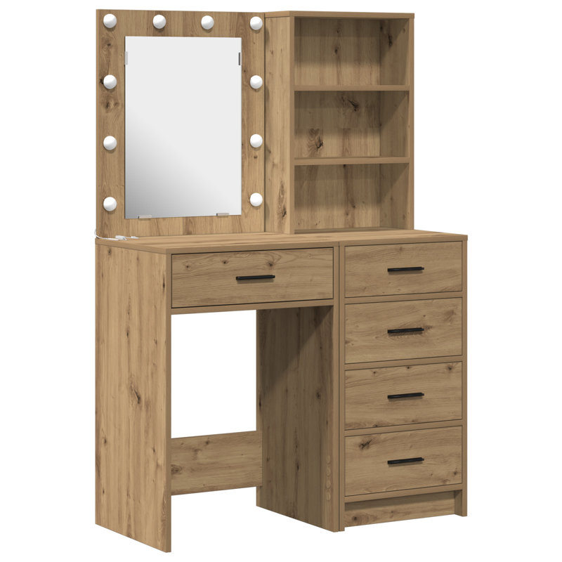 Dressing Table with Mirror, Artisan Oak