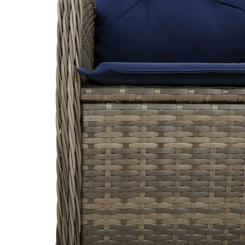  Chaises de patio inclinables 2 pièces avec coussins en rotin de polyester gris