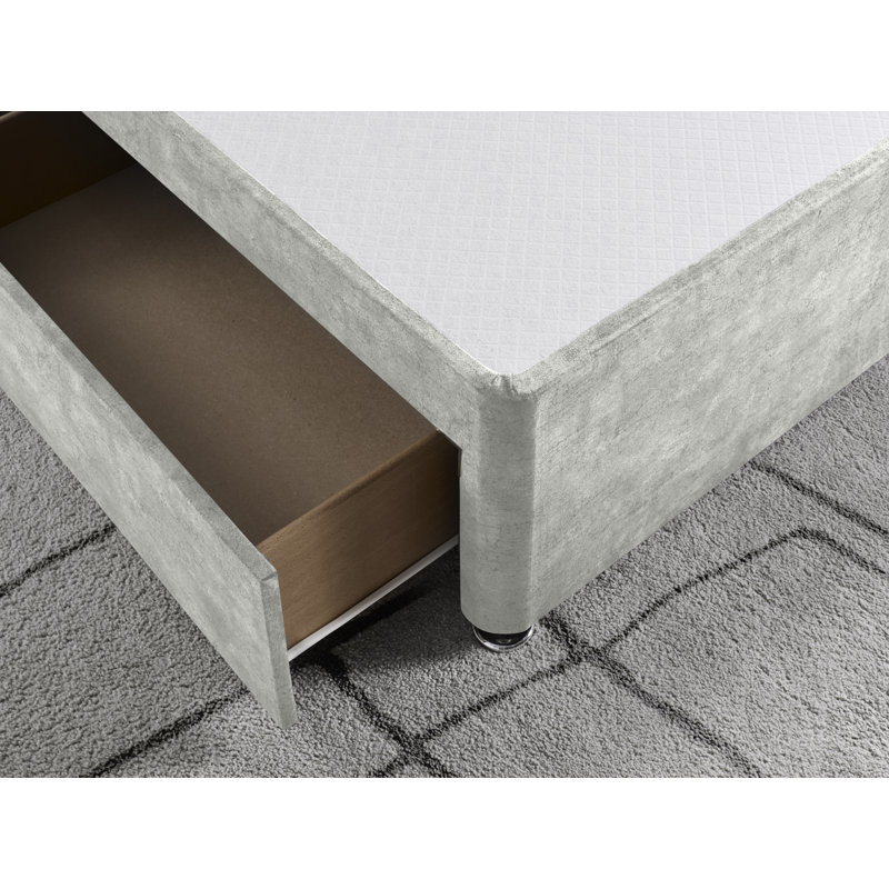 Marble Divan Bed Base, Silver, Small Single (2'6), Right Side Drawers