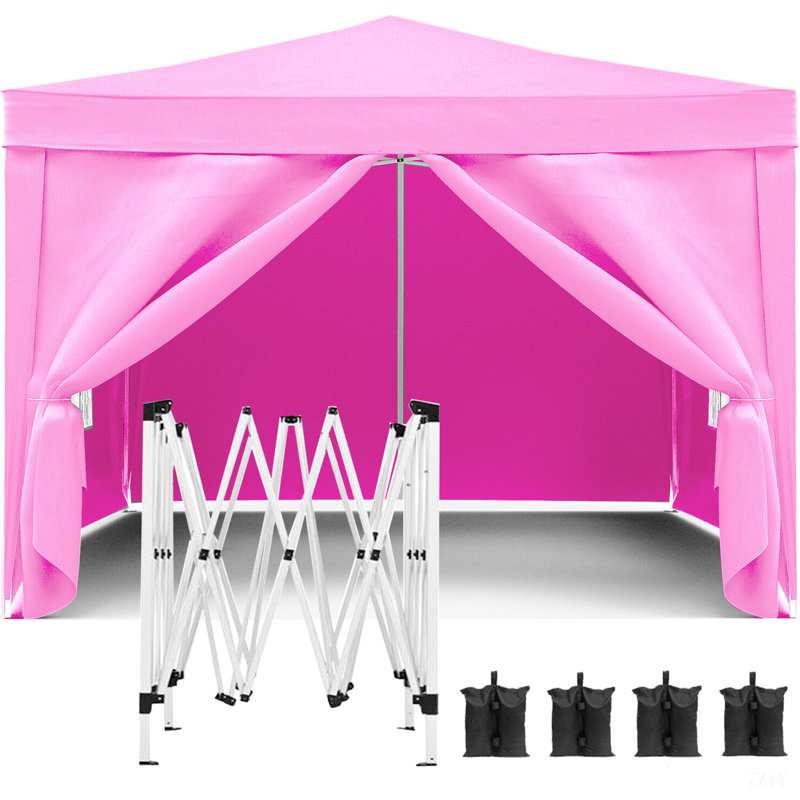 10'X10' Folding Canopy With 4 Removable Sidewalls Outdoor Event Shelter UPF 50+ Gazebo Portable Tents For Parties Beach Camping Wedding EZ Pop Up Canopy 4Pcs Weight Bag + Carry Bag