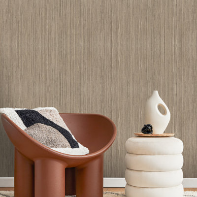Faux Grasscloth Striped Non-woven Roll