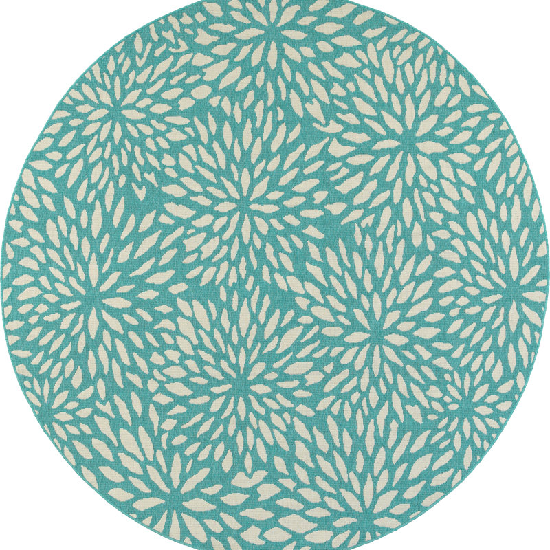 Tapis d'intérieur / extérieur floral Deltana, Rond 7 pi 10 po