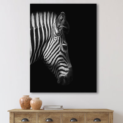 " Monochrome Portrait Of Zebra Head "