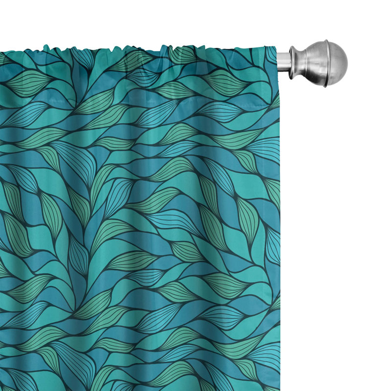 Teal Blue Polyester Rod Pocket Room-Darkening Curtain Panels, 28" x 63"