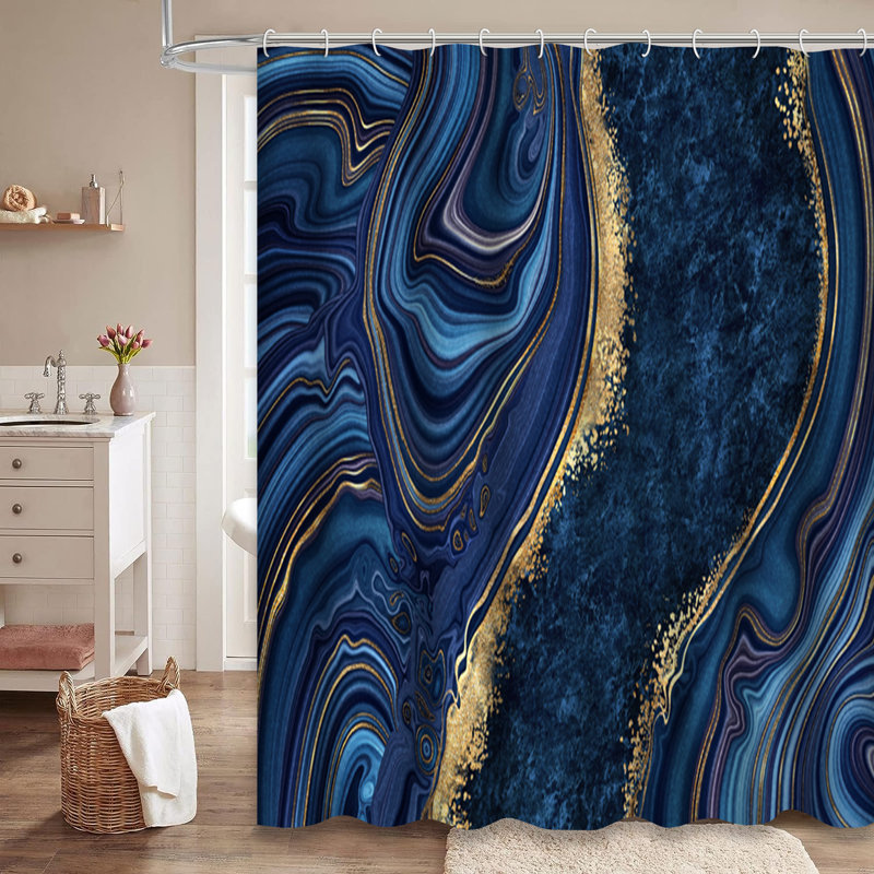 Rideau de douche en agate bleue et bleue à 12 crochets, L 72 po x l 84 po