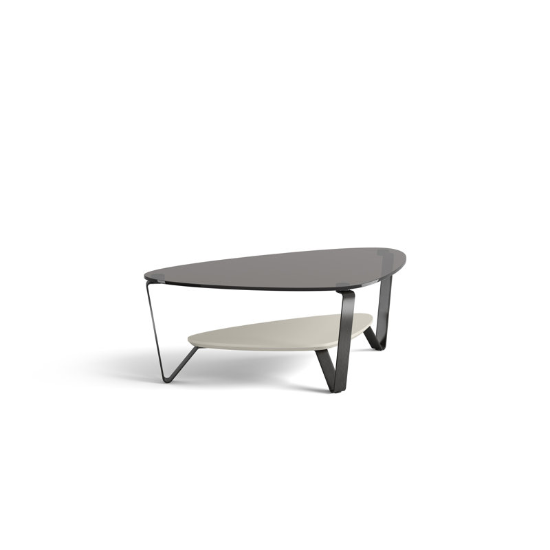 Dino Glass Top Coffee Table, Stone, 15.5" H x 55" L x 33.5" W