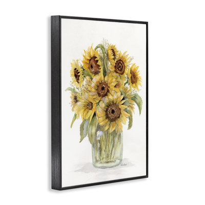 Sunflower Jar Bouquet Gray Framed Giclee Art by Patti Bishop