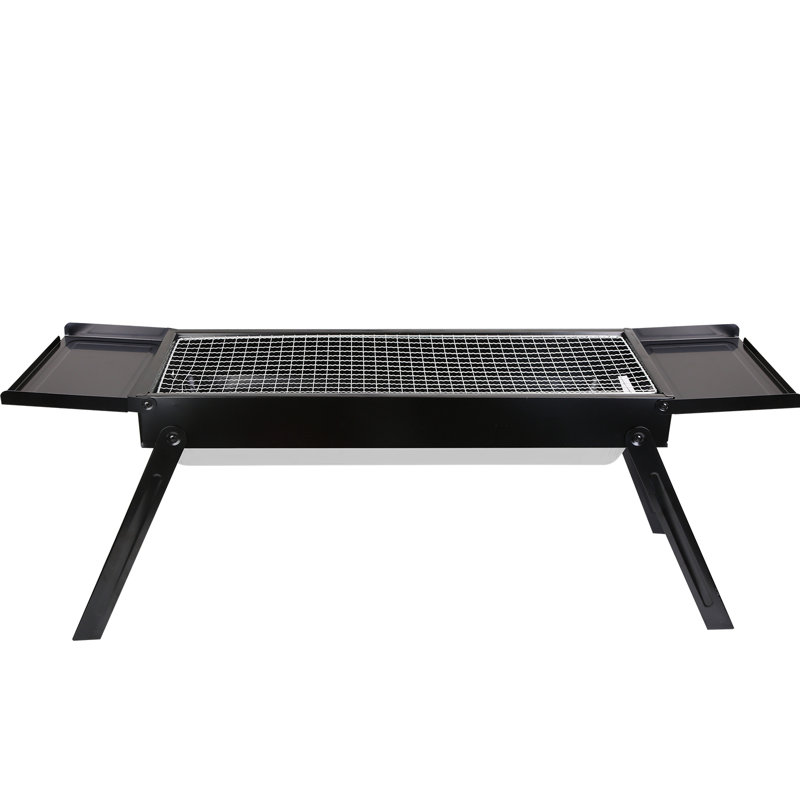 Barbecue au charbon pliable avec tablette latérale, barbecue en acier inoxydable de table portable facile à installer pour le camping