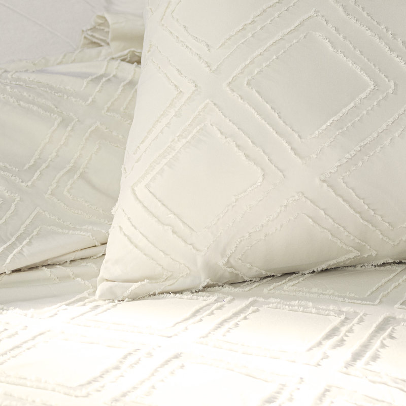 Ensemble de housse de couette 3 pièces Sundari, Housse de couette pour très grand lit et 2 très, Crème