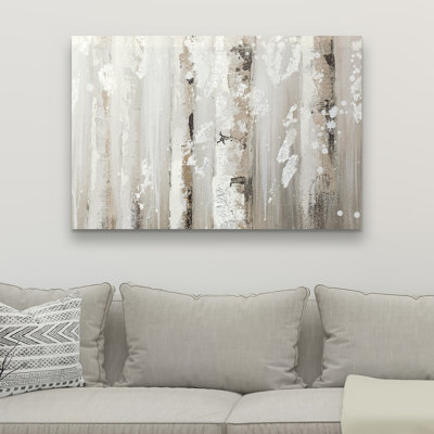 Delicate Birch Trees - Beige Landscapes Canvas for Home Decor
