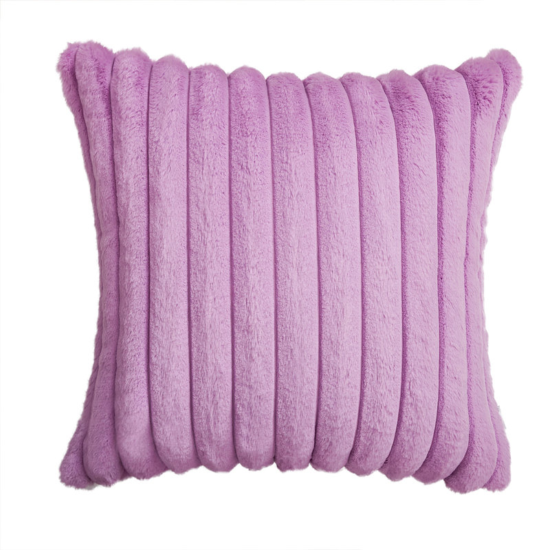 Faux Fur Reversible Throw Pillow, Lavender, 18"H x 18"W