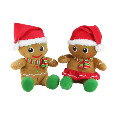 Ensemble de 2 figurines de Noël en pain d'épices brun et rouge