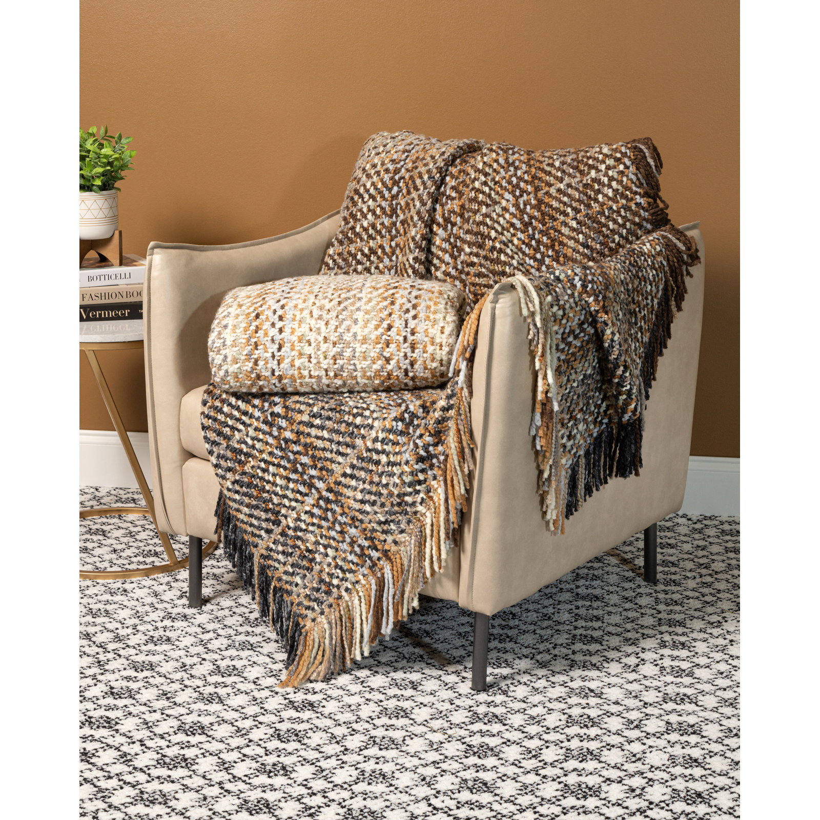 Fernie Machine Woven Throw Blanket, Coconut