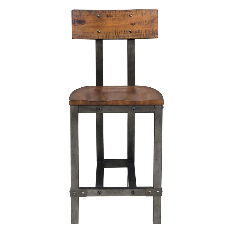 Chaises à hauteur de comptoir brun rustique et bronze industriel 2pc, chaises de salle à manger en bois industriel 2pc, meubles
