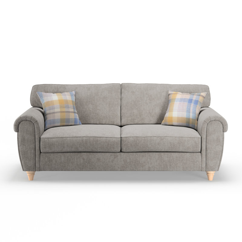 Vivo 3 Seater Round Arm Sofa , Silver
