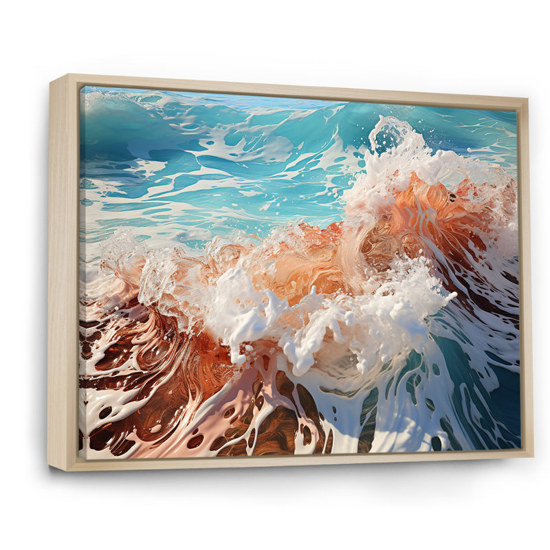 «Beach Waves Fusion», reproduction sur toile, H 12 po x l 20 po x P 1 po, Cadre naturel flottant