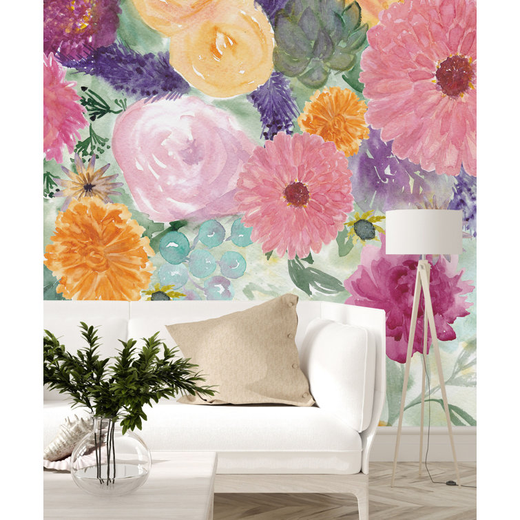 Red Barrel Studio® Peel & Stick Floral Wall Mural | Wayfair