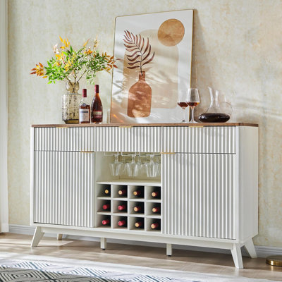 Armoire à vin 60 po avec 3 tiroirs, support à vin et verre