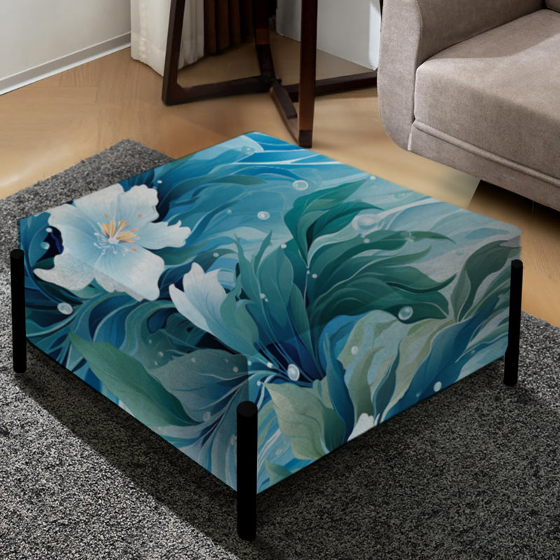 Miroir océanique motif tropical - grand repose-pieds carré tropical