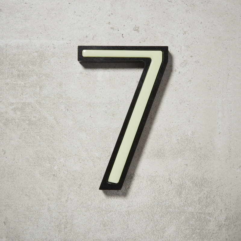 6'' H Reflective Plastic House Number, Aqua, 7