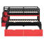 Lit mezzanine simple TG avec bureau coulissant, lit gigogne simple, marches de rangement et tiroirs, lit poste de travail - noir et rouge-130135651-130135650