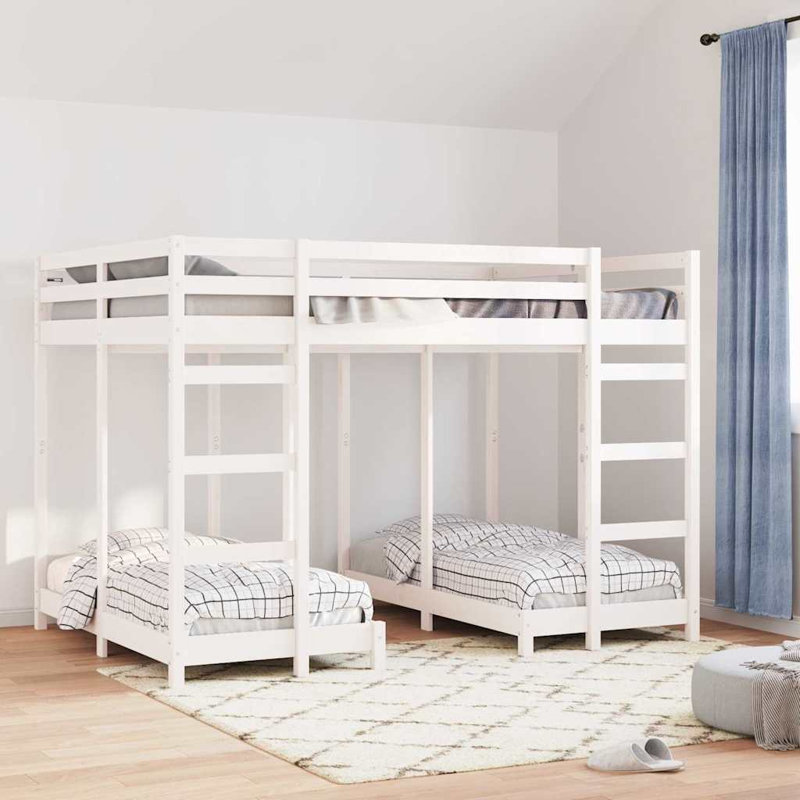 Bunk Bed, European Double (140 x 200 cm), White