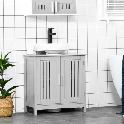 Armoire de rangement encastrée sous le lavabo compacte - Gris