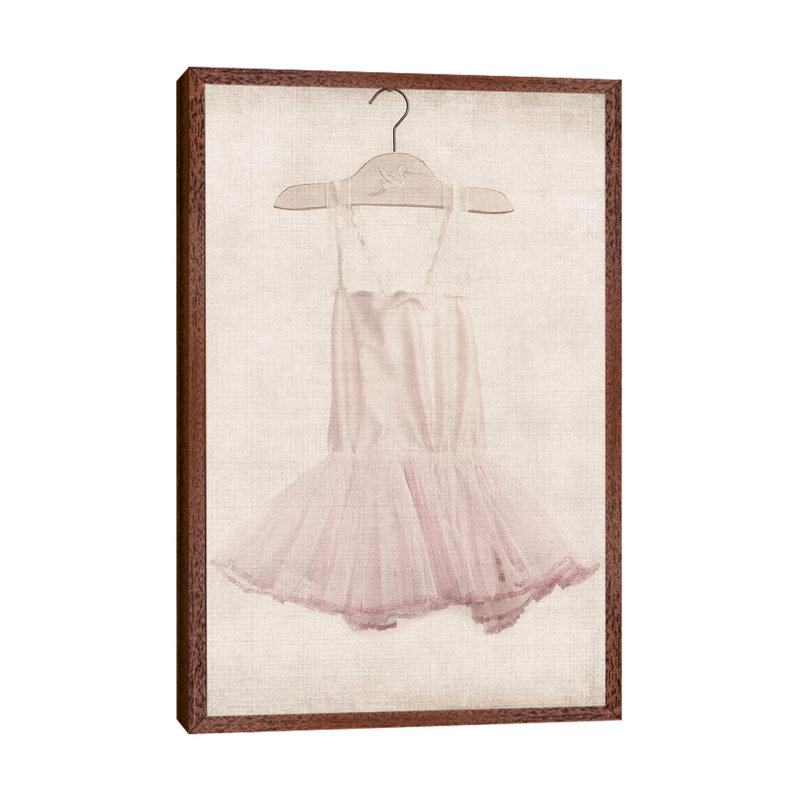 Pink Tutu Ballerina Dress - Print on Canvas, 66.04 cm H x 45.72 cm W, Classic Brown Wood Framed