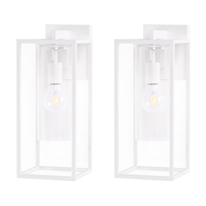 Tiernan 2 - Bulb Outdoor Wall Lantern, White, 30.9cm H x 14.6cm W x 20.4cm D
