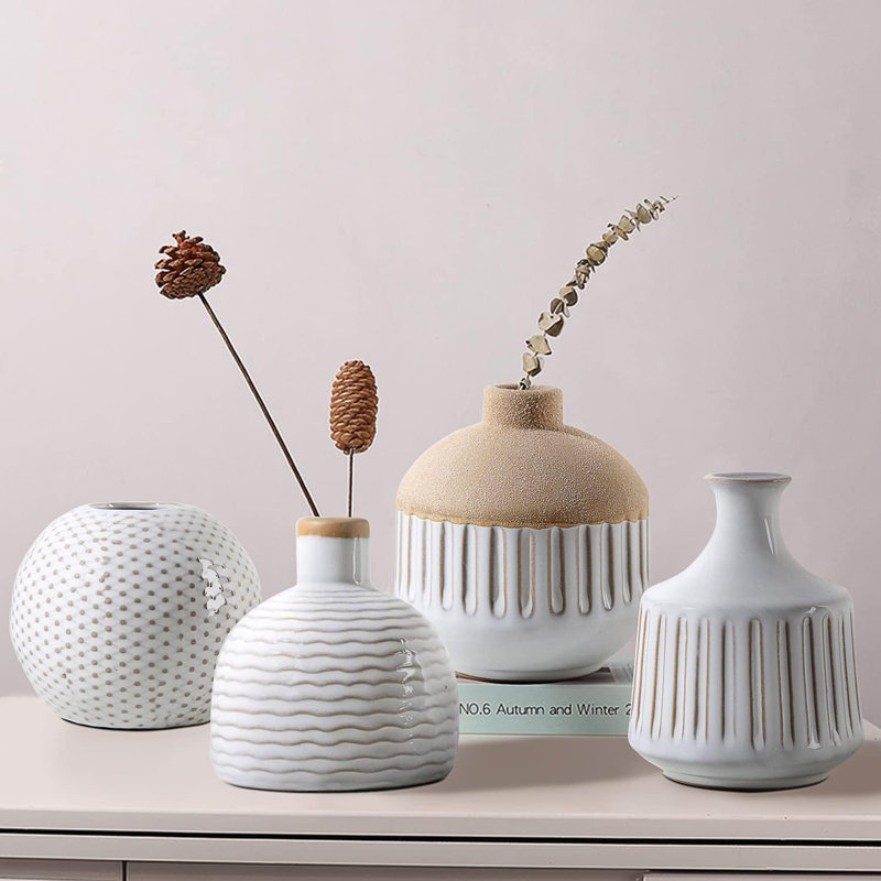 Ensemble de 4 vases en céramique Boho Minimalist