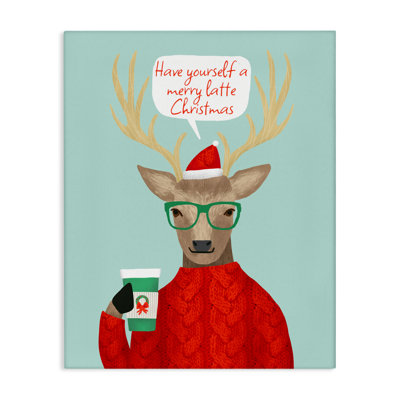 Hipster Deer Merry Latte, toile par Jilly Jack Designs