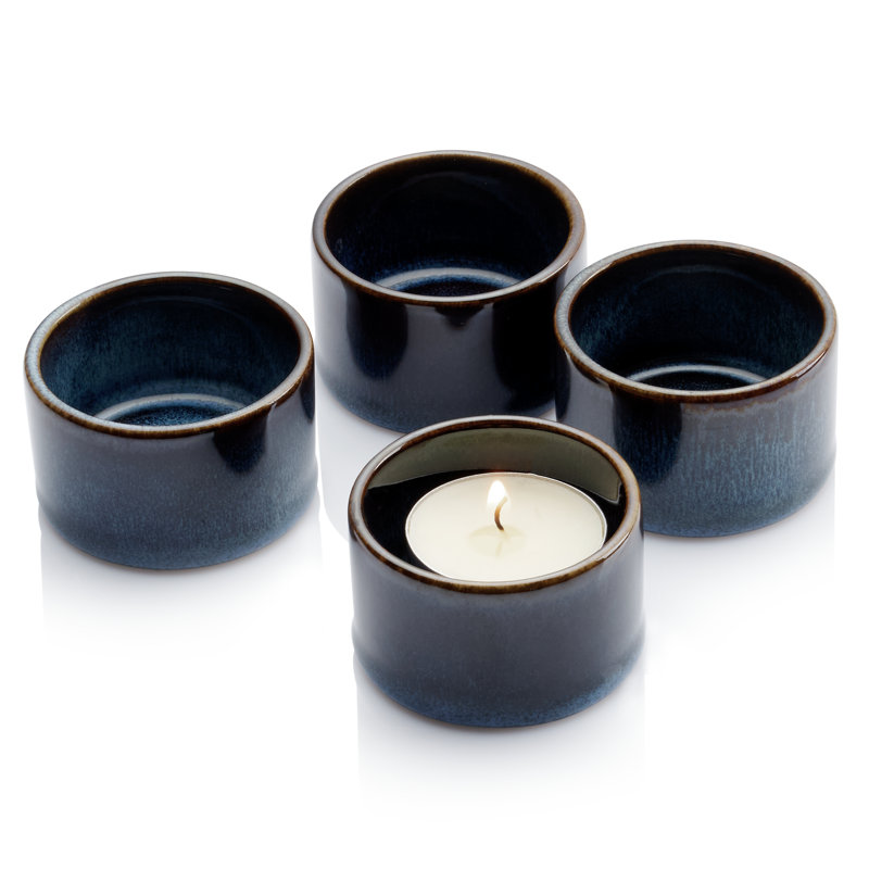 4 Piece Earthenware Tabletop Tealight Holder Set