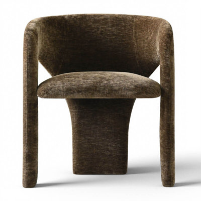 Modern Chenille Upholstered Dining Chair With Arm