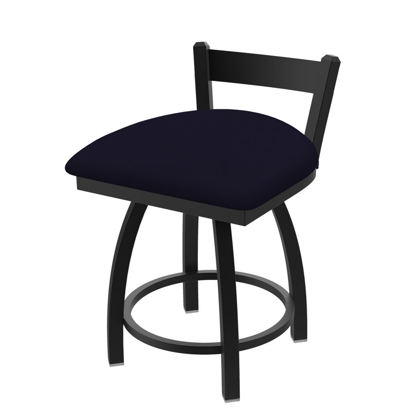 Tabouret de coiffeuse à dossier bas 18 po Catalina, Vinyle - Terre Canter, Noir froissé