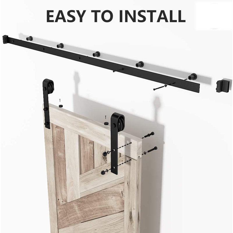 Lazio 120" Black Steel Sliding Barn Door Hardware Kit