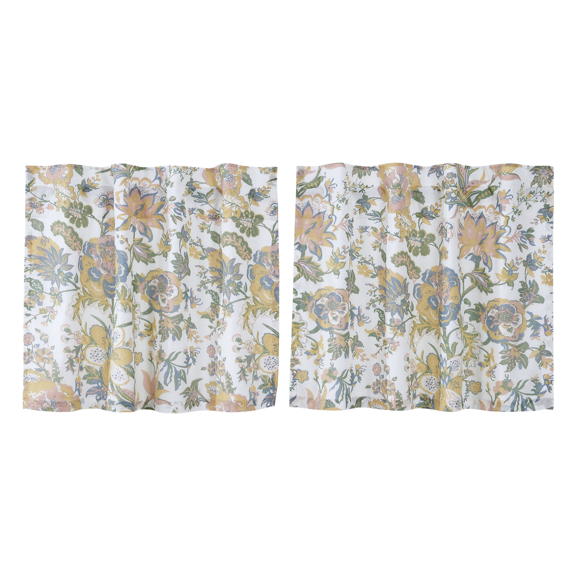 Lark Manor™ Amaker Floral Cotton Tailored 72" Cafe Curtain in Blue