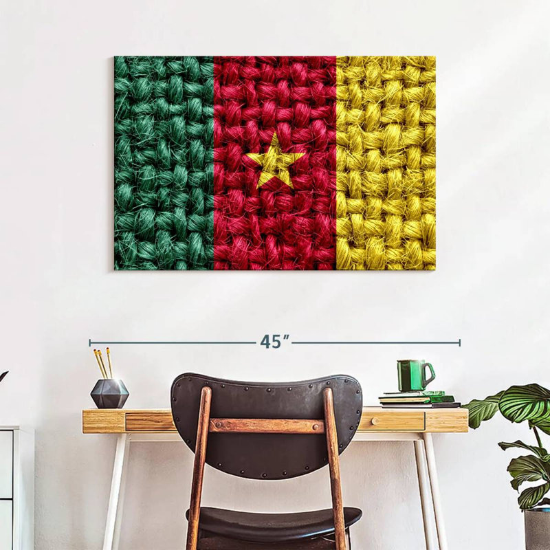 Borges Straw Weave Cameroon Flag, 26" H x 39" W