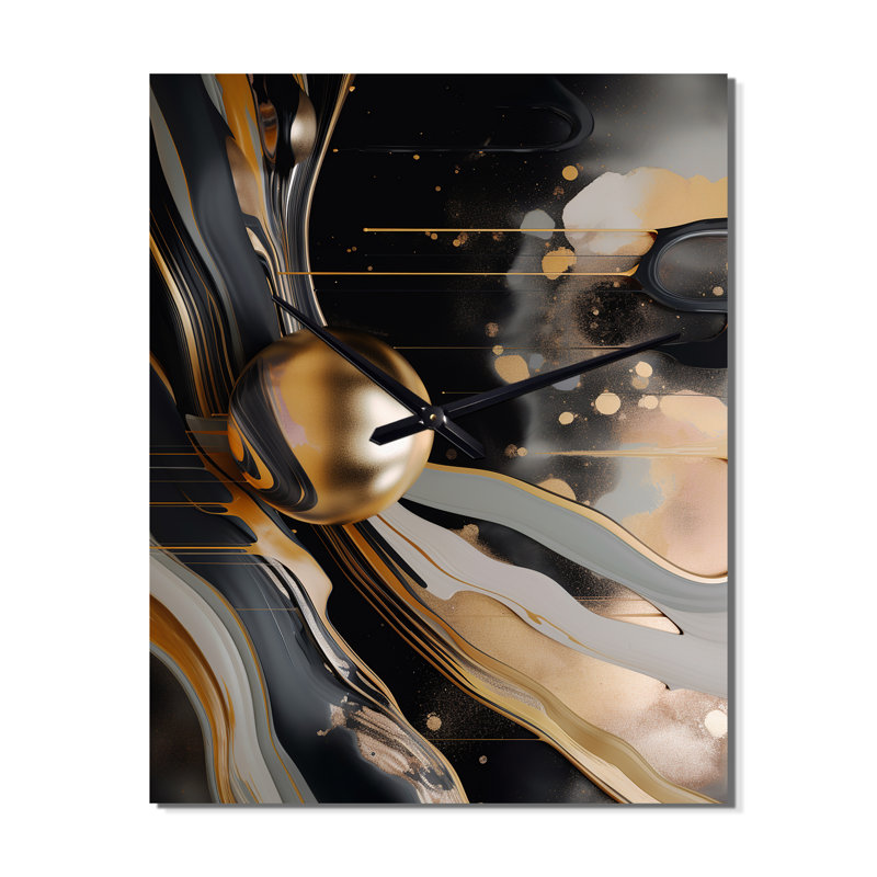 Jaisai - Horloge murale moderne en marbre abstrait, H 32 po x l 16 po x P 1 po