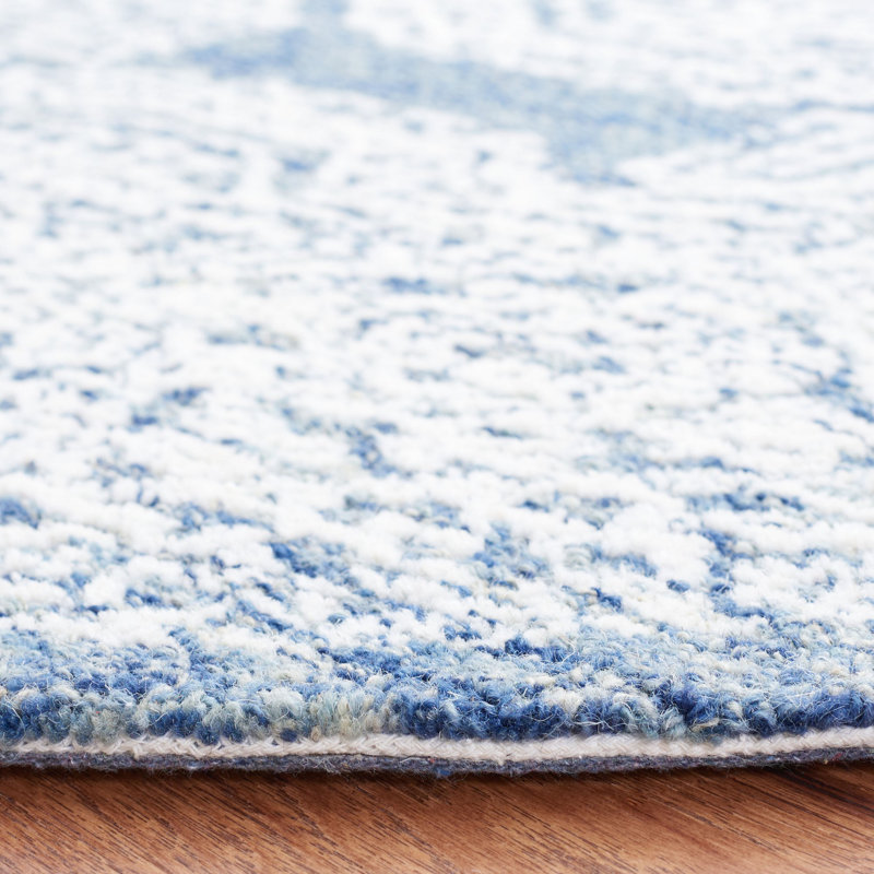 Tapis oriental en laine / coton touffeté à la main Metro en bleu / gris, Rectangle 3 pi x 5 pi